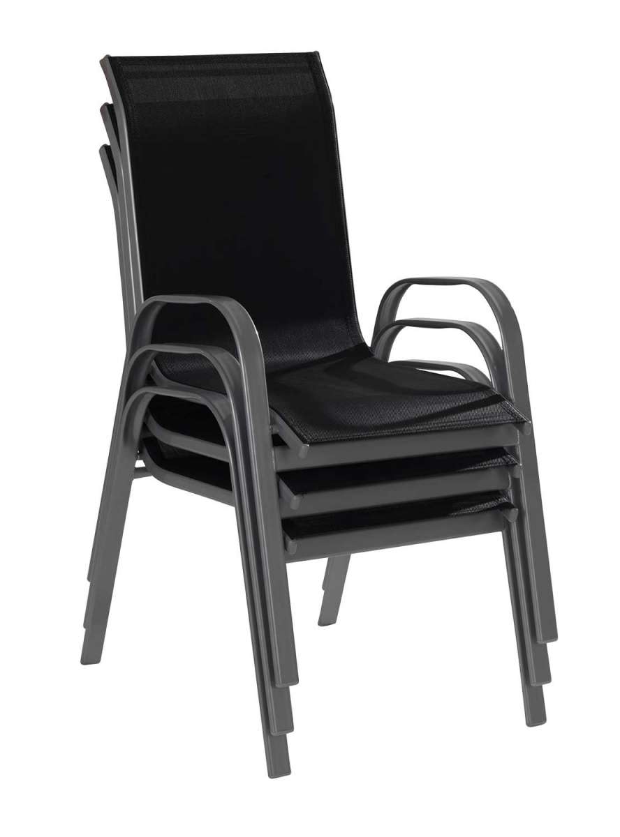 stapelbarer Gartenstuhl aus Textilen in schwarz >> Mobile Wohnspass