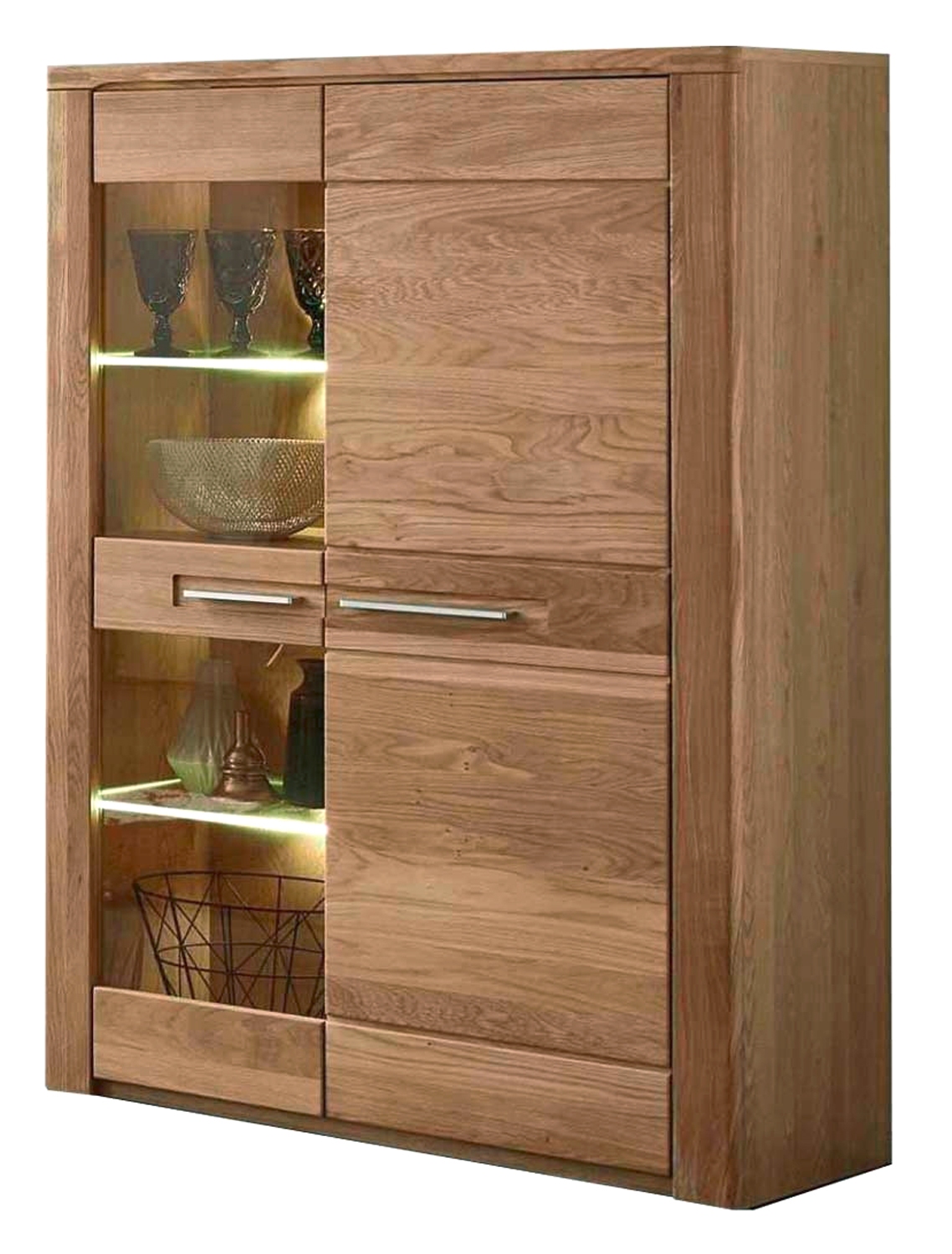 Vitrine aus Wildeiche mit LED-Beleuchtung | Mobile Wohnspass