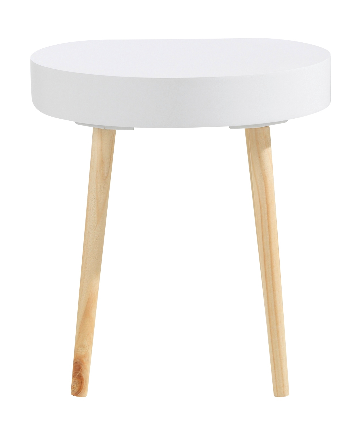 Beistelltisch in Weiß mit Tischbeinen aus Kiefernholz | Mobile Wohnspass
